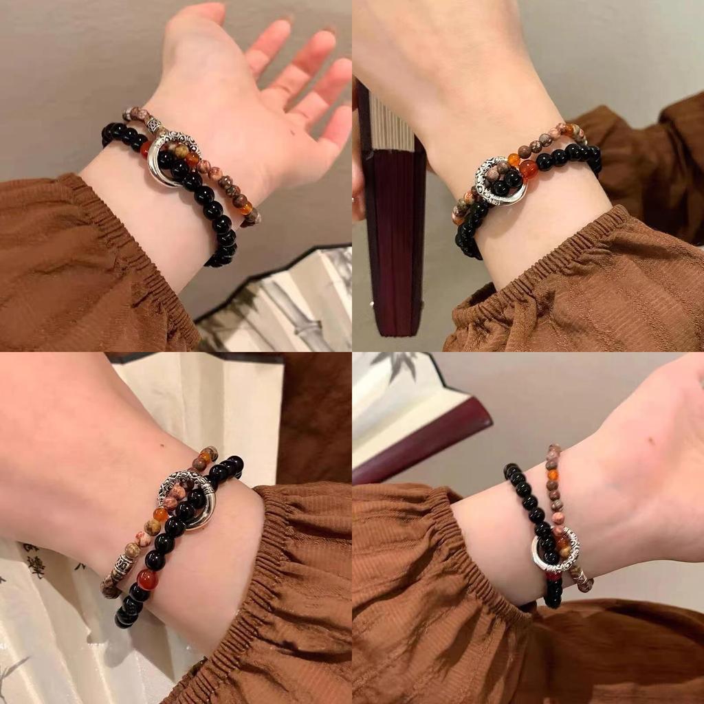 Fashionable Vintage Peace Bead Bracelet National Style Geometric Shape Jewelry