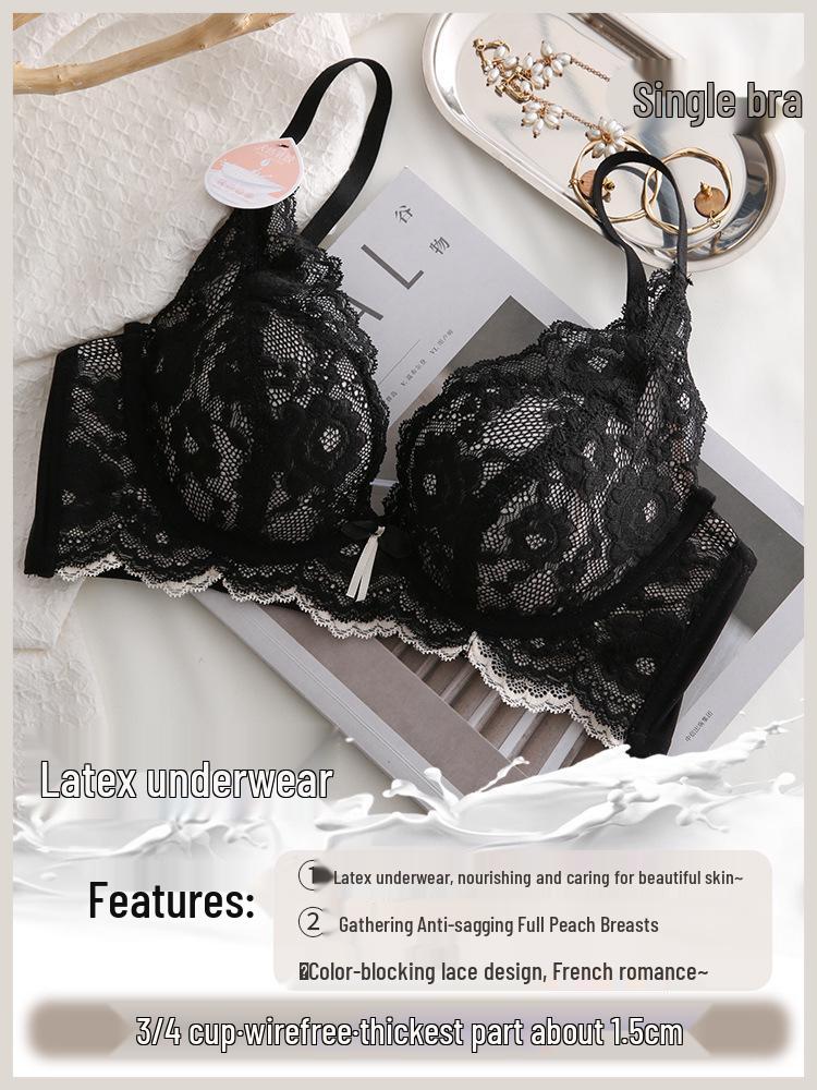 

Red Lace Flower Shadow Wire-Free Bra Set for Women - Small Chest Support & Adjustable Fit 32/70 AB Cup