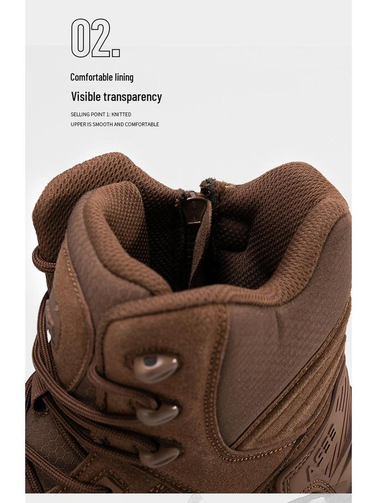 Men's Large Military-Style Outdoor Hiking Boots - Wear-Resistant, Anti-Kick, Ideal for Camping and Sports.
