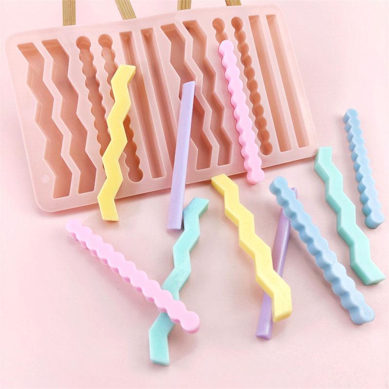 Stampo in Silicone per Caramelle Gommose a Corda Bastoncino Lungo Perle Tavoletta di Cioccolato Biscotti Stampo per Cubetti di Ghiaccio Caramelle a Forma di Pastello Strumenti da Cucina per Pasticceria