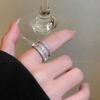 Zircon Checkerboard Double-layer Open Ring Temperament Fashionable Index Finger Ring Simple Personalized Jewelry