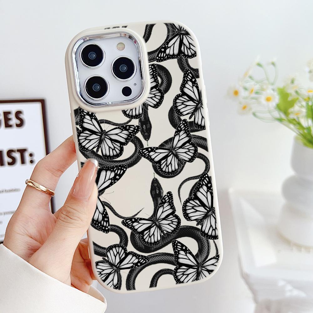 LZ5 Butterfly Black Gold Snake Soft Phone Case for Samsung S24 Ultra S23 Plus S21 FE A16 A54 A52 A06 Infinix Hot 40 Lens Protection Shockproof Cover