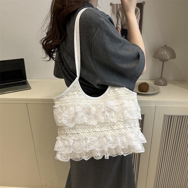 Niche Lace Tote Bag New High-value Simple Tote Bag Versatile Trend Commuter Shoulder Messenger Bag