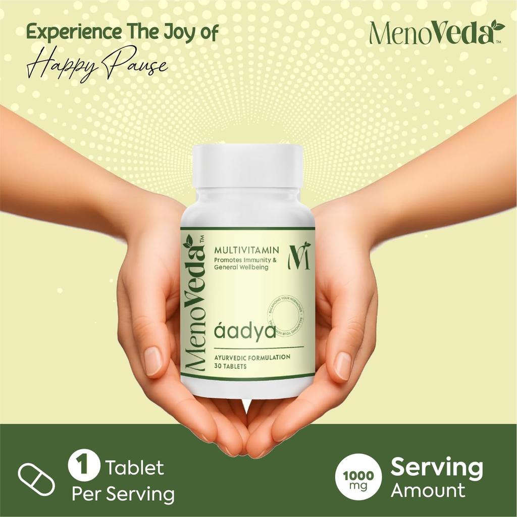 Menoveda Aadya Multivitamin for Women -30 Tablets (Pack of 3) Ayurvedic Multivitamin Supplement for Immunity, Energy & Hormone Balance | Daily Wo