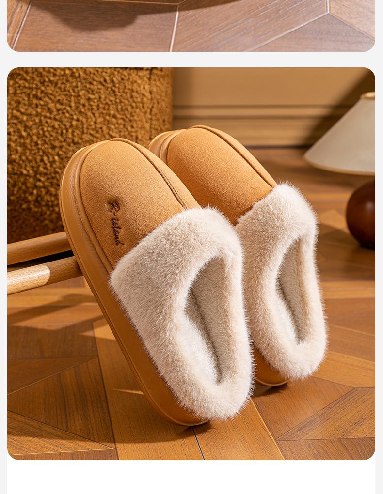 Plüsch-Hausschuhe aus Baumwolle für Damen und Herren: Warme, leise, rutschfeste Schuhe mit dicker Sohle für drinnen und draußen, perfekt für Herbst und Winter.