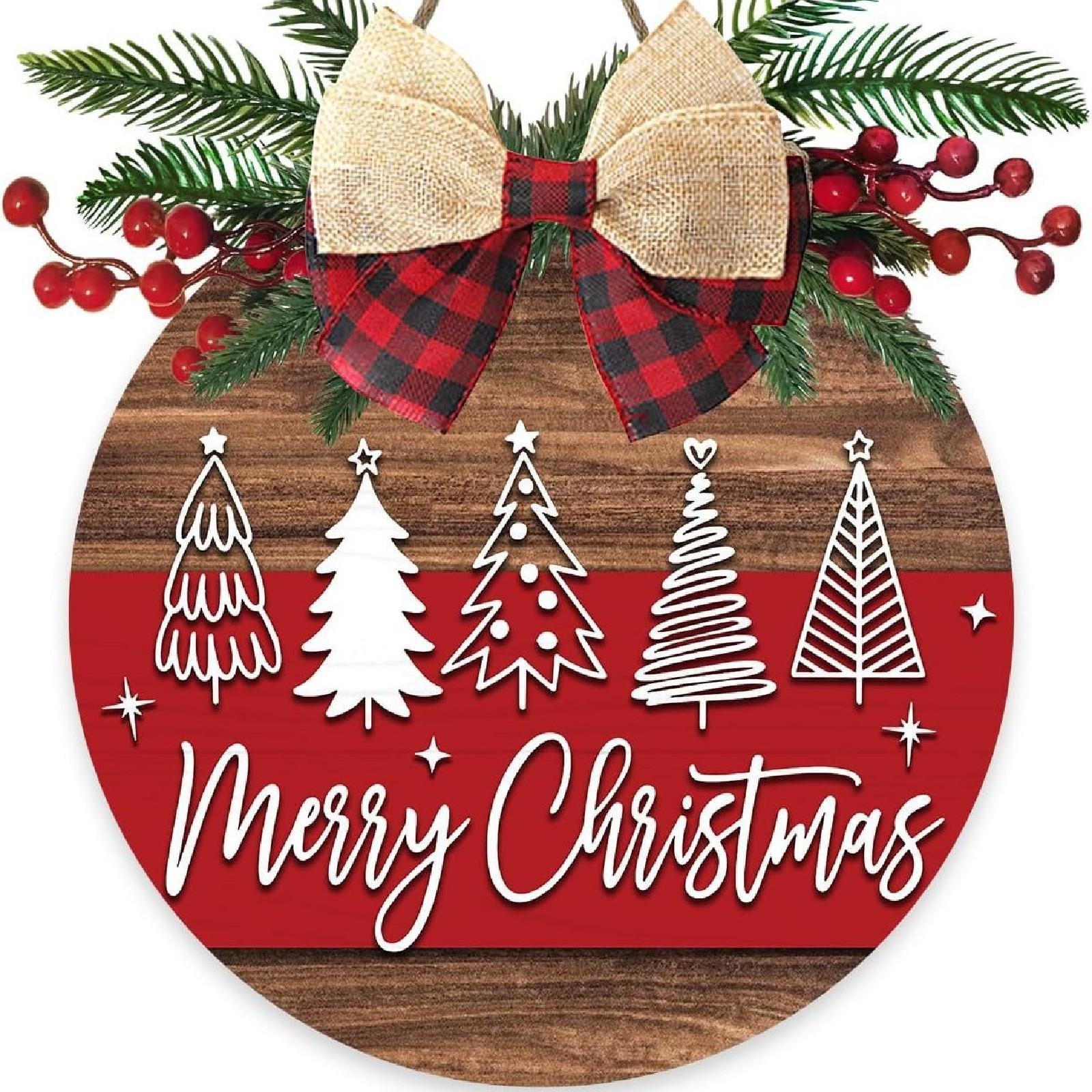 

Рождественская деревянная табличка на дверь Joy, круглая, праздничная, подвесная, декоративная для дома и праздничного приветствия One Size красный