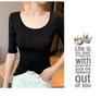 Women's Black Slim-Fit Modal Half-Sleeve Round Neck T-Shirt