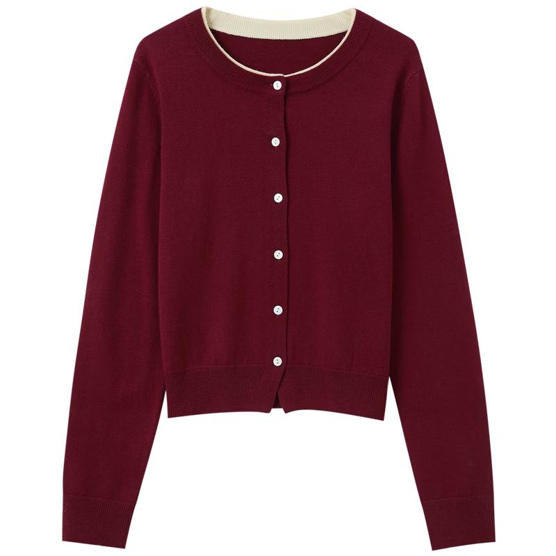 Sancai 2026 Spring Round Neck Knit Cardigan