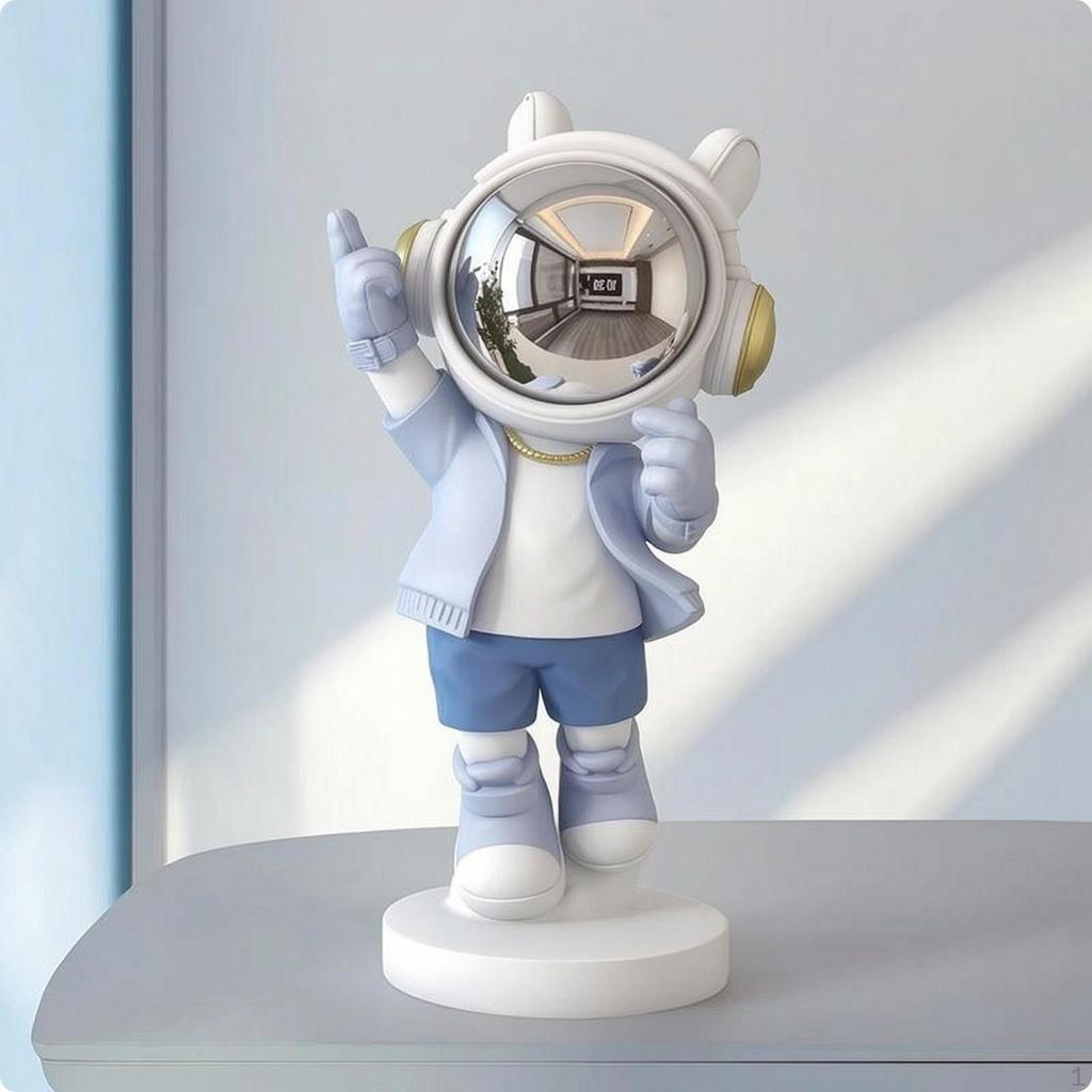 Dekorace astronauta s helmou, pryskyřičná soška, stolní figurka pro sběratele, do kanceláře,