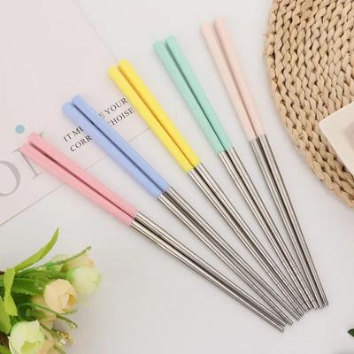 Lot de 5 paires de baguettes en acier inoxydable pour fondue chinoise, sushi, ustensile de cuisine