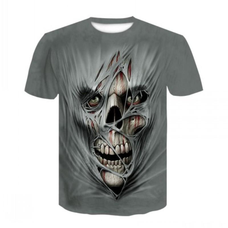 Grim Reaper T-skjorte 3d Heavy Metal Skull T-skjorter for menn T-skjorter med grafisk trykk Svart kortermet punkrock topp herreklær