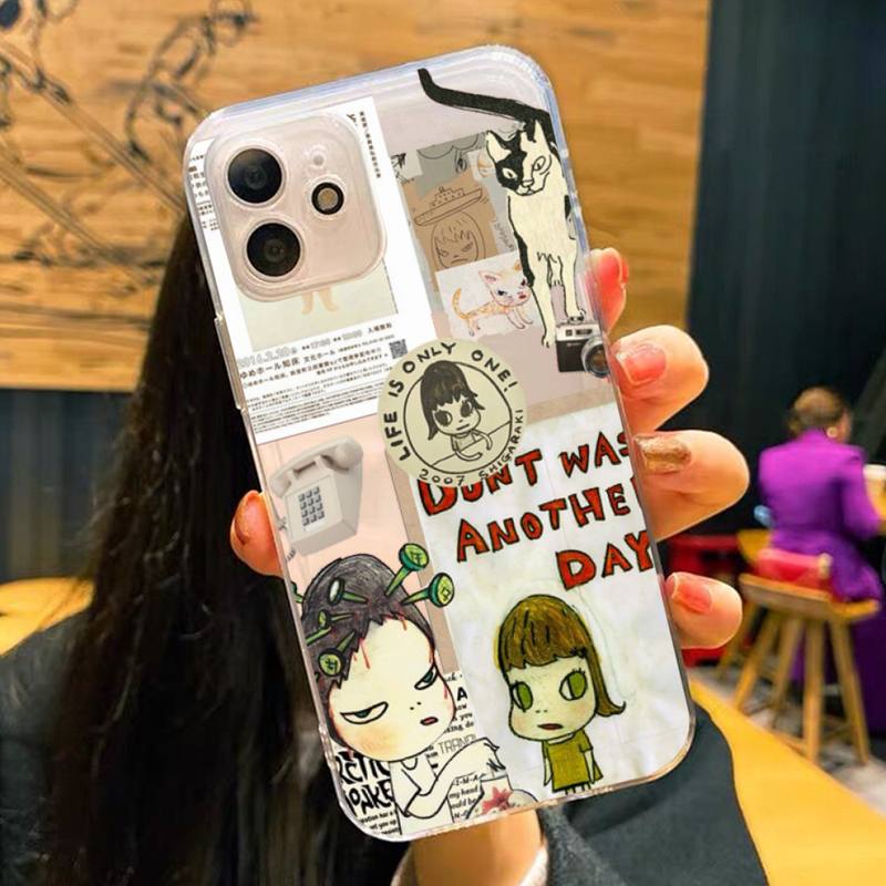 Yoshitomo Nara Phone Case For iPhone 11 12 13 14 Mini Pro Max XR X XS TPU Clear Case For 8 7 6 Plus SE 2020