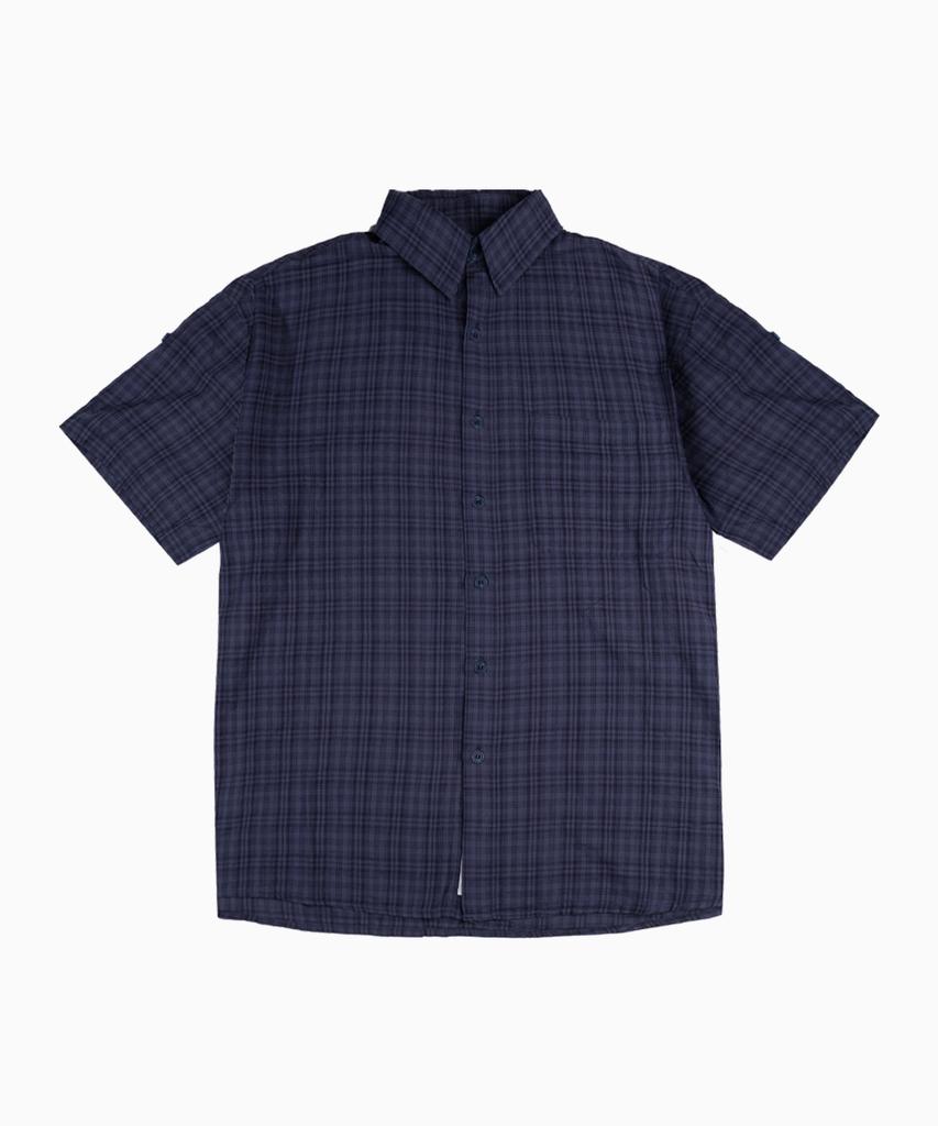 SAINTPAIN Sp Roll-Up Tartan Check Short Sleeve Shirt Navy