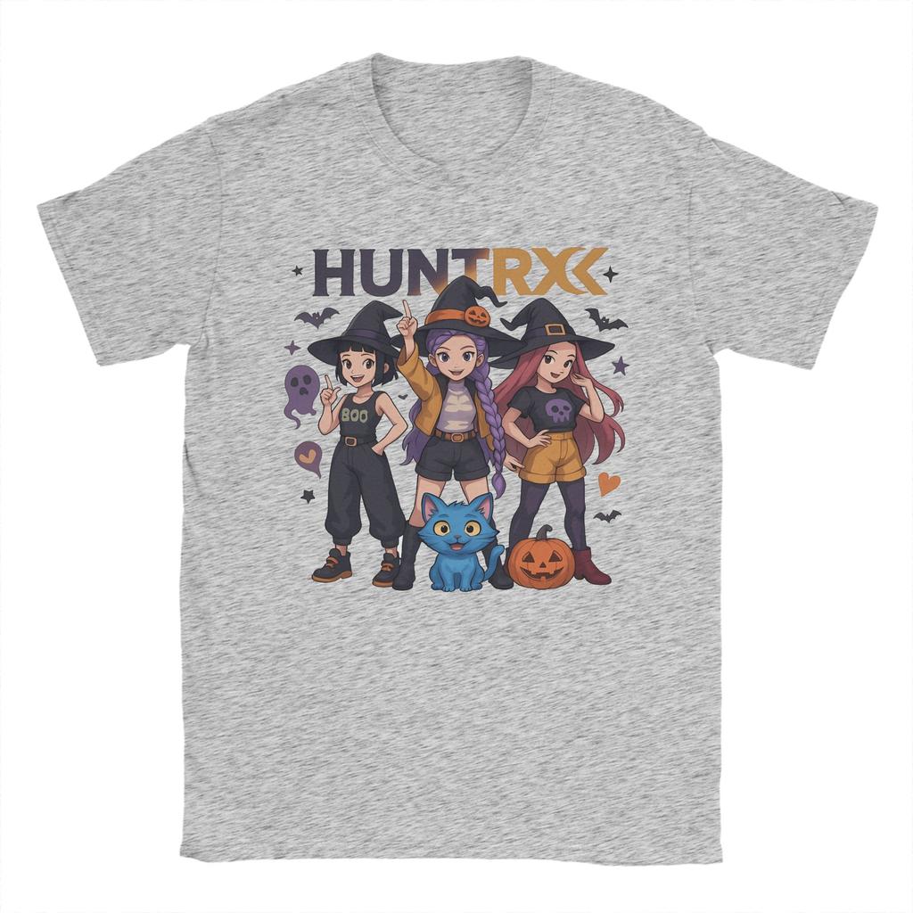 Gruseliger Hunterx Halloween Kpop Dämonenjäger Huntrix Mädchen und Tiger T-Shirt für Männer Baumwolle Humorvolles T-Shirt Rundhals T-Shirt