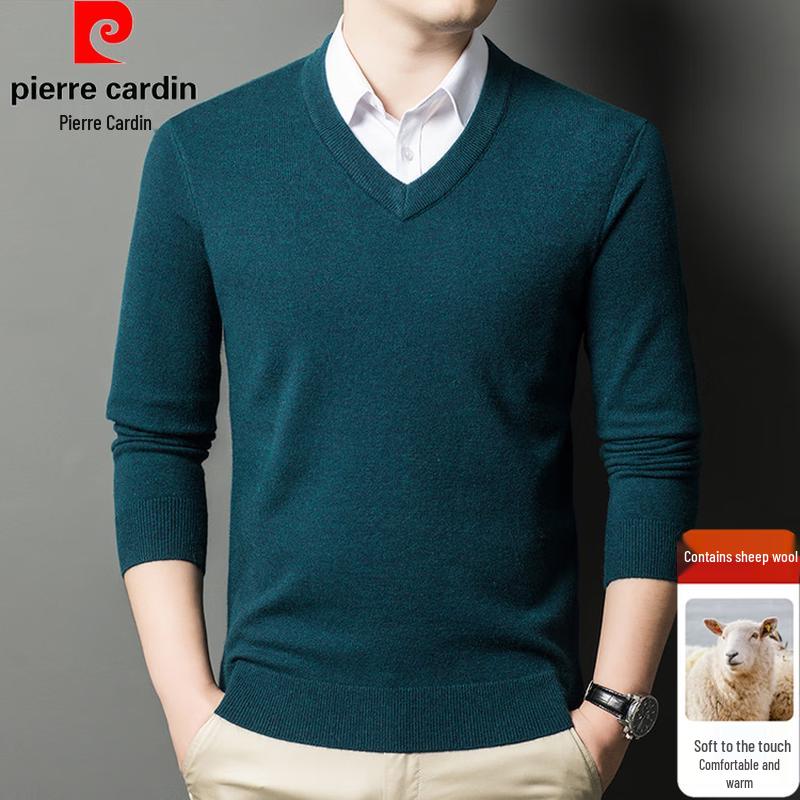 Pierre Cardin Men's Thickened V-Neck Wool Blend Knit Sweater