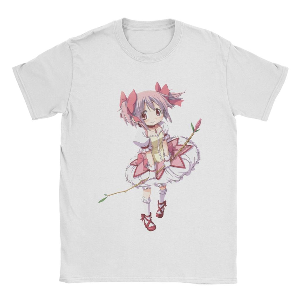 Puella Magi Madoka Magica Qbey Tshirts Men's Cotton Tops Priting Cute Kyubey Anime Round Neck Short Sleeve
