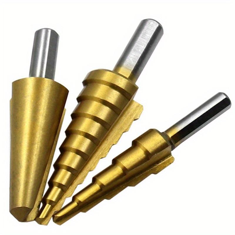 7-teiliger Stufenbohrer, Säge, Regenschirm, Fase, gerader Fräser aus Titan, 4-12/20 mm, 3 6 8 mm, für Holzarbeiten, Metall, Loch, Kegelbohrer