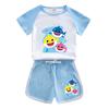 Kids' Baby Shark Summer Set 2024: Pure Cotton Cartoon T-Shirt & Shorts, Two-Piece Set