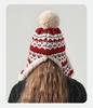 Chapeau d'hiver péruvien pour femme, bonnet couvrant les oreilles avec cache-oreilles, doublure Sherpa, bonnet de ski/neige en tricot doublé polaire