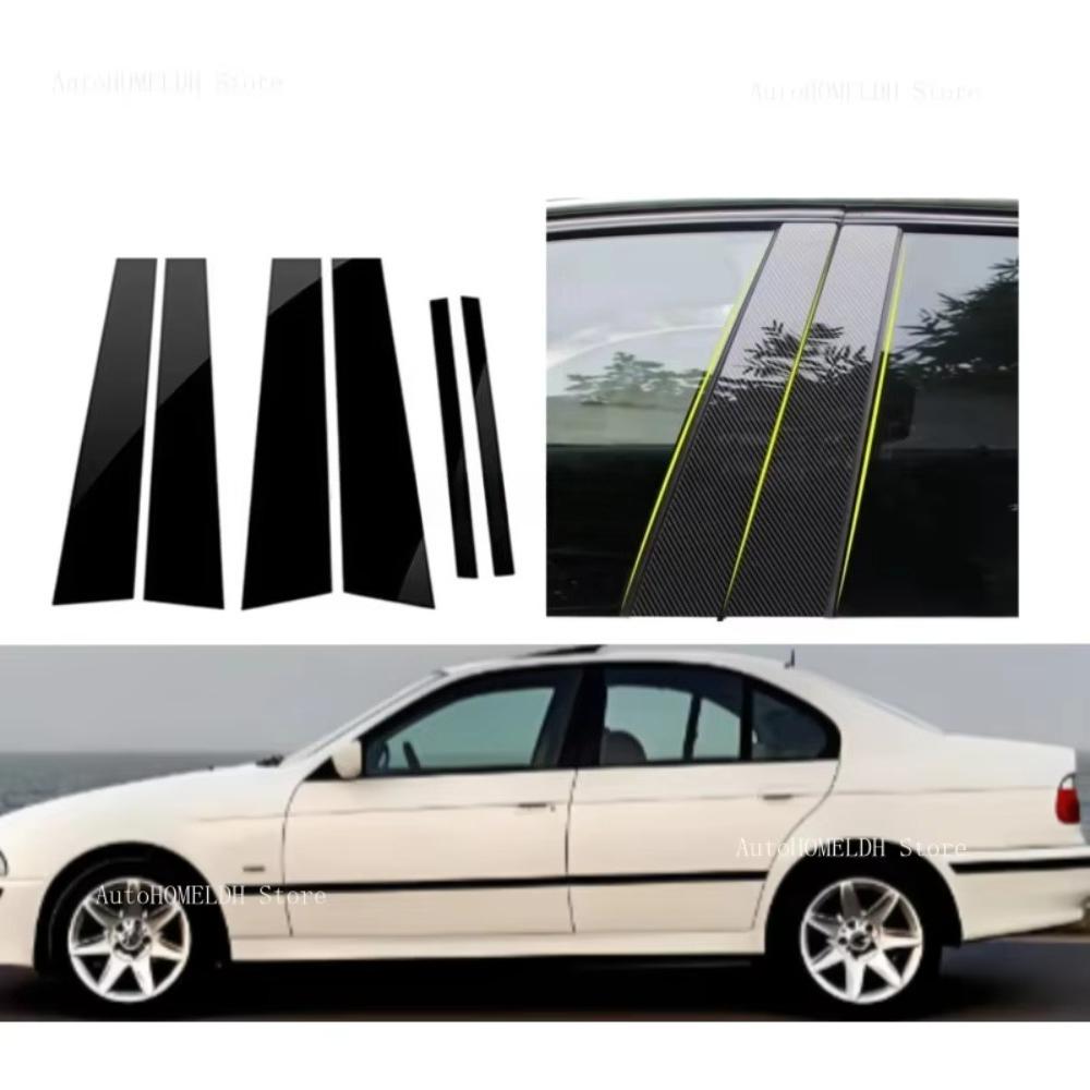 Glossy Black Car Pillar Posts Trim Cover Sticker Fit For BMW 5-Series E39 1997 1998-2003 Door Window Auto Exterior Accessories