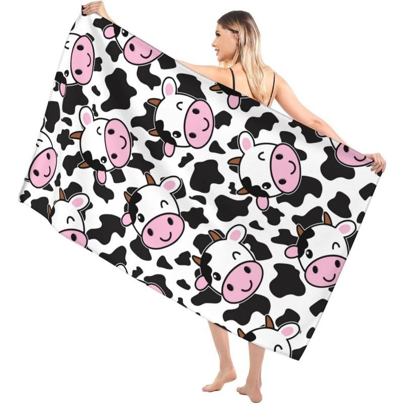 

Cow Head Funny Animal Microfiber Towel, Quick Dry for Sports Spa Yoga Hotel Gym Adults W40*H60(CM)