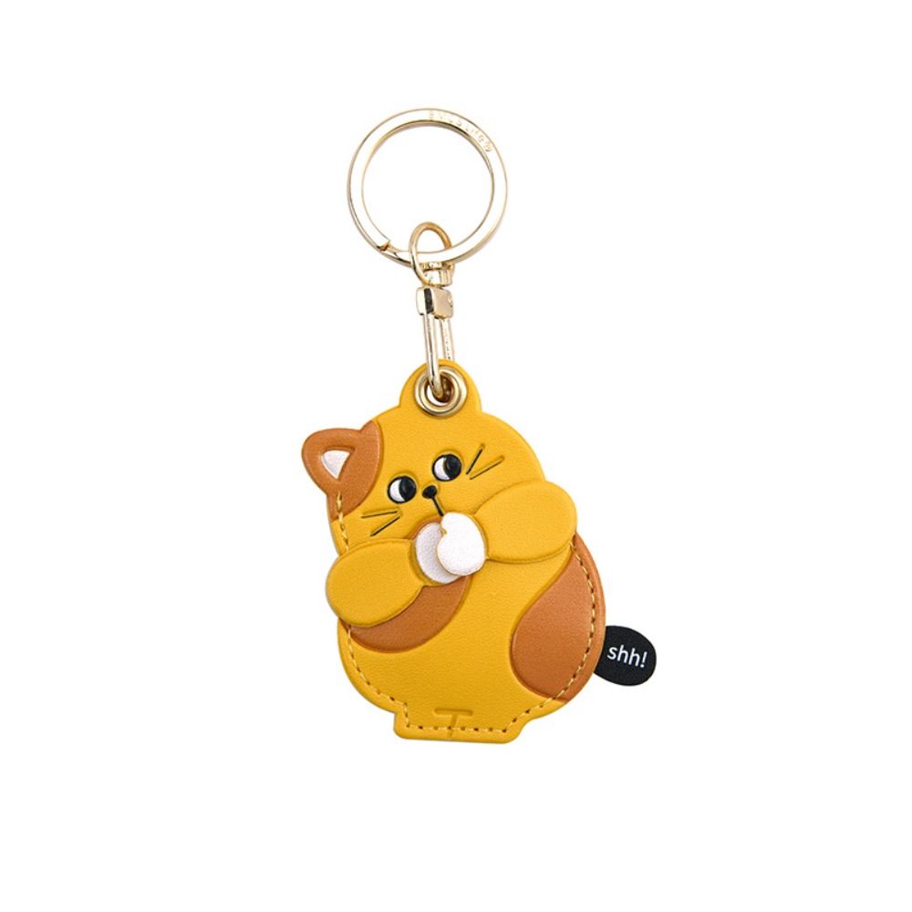 Kitten Access Card Case Capybara Cartoon Keyring Pendant Leather Card Holder Keychain  Ornament
