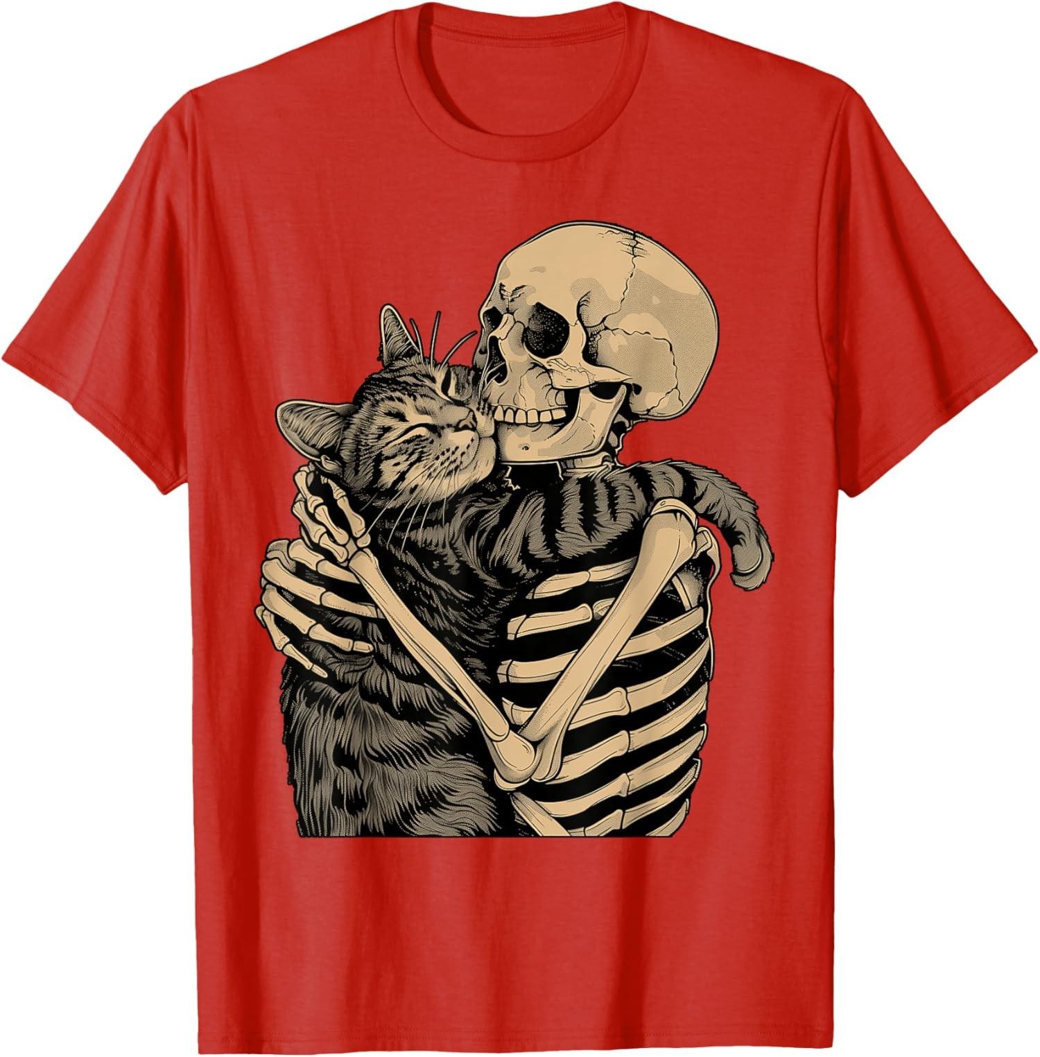 

Skeleton Hugging Cat Halloween Cat Lover Cute Present Unisex T-Shirt 5XL різнокольоровий