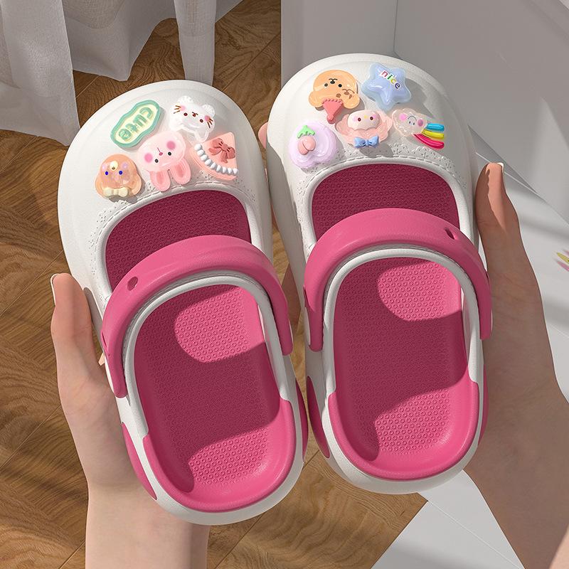 Children's Summer Cartoon Cute Girls' Outdoor Closed-Toe Non-Slip Soft Sole Beach Clogs for Kids and Babies