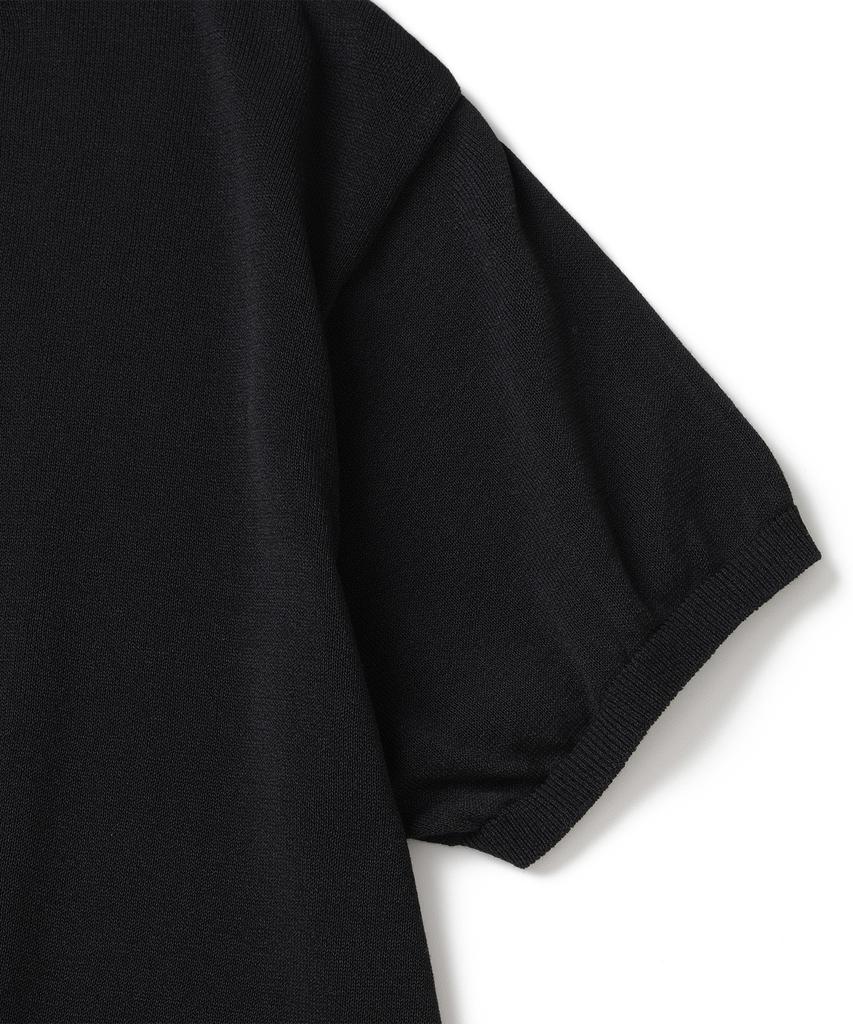 KNITTED Shellon Cooling Single Crop Henley Neck Knit Black