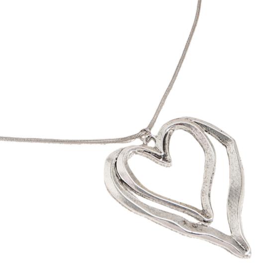 Heart Necklace for Women Double Hollow Heart Long Rope/Chain Necklace for Valentine's Day Birthdays Anniversaries Gift