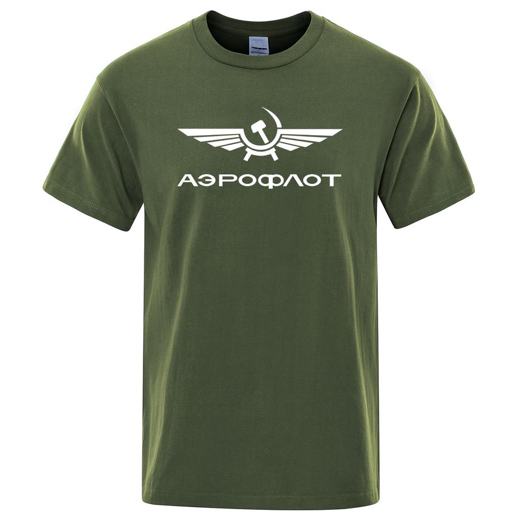 Aeroflot Aviazione Russa Pilota Aerospaziale Aviatore TShirt Estiva Cotone Punk Rock Moda Top Girocollo Elegante Maglietta da Uomo
