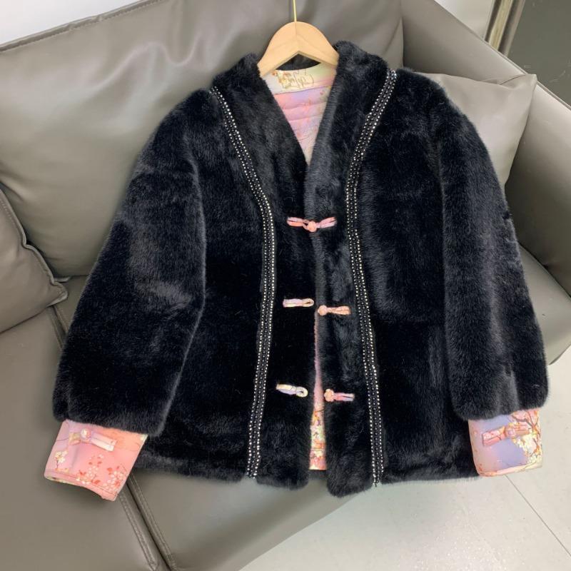 

Новая шуба из норки в китайском стиле, короткий топ из норки, новая женская имитация норки в китайском стиле M чёрный
