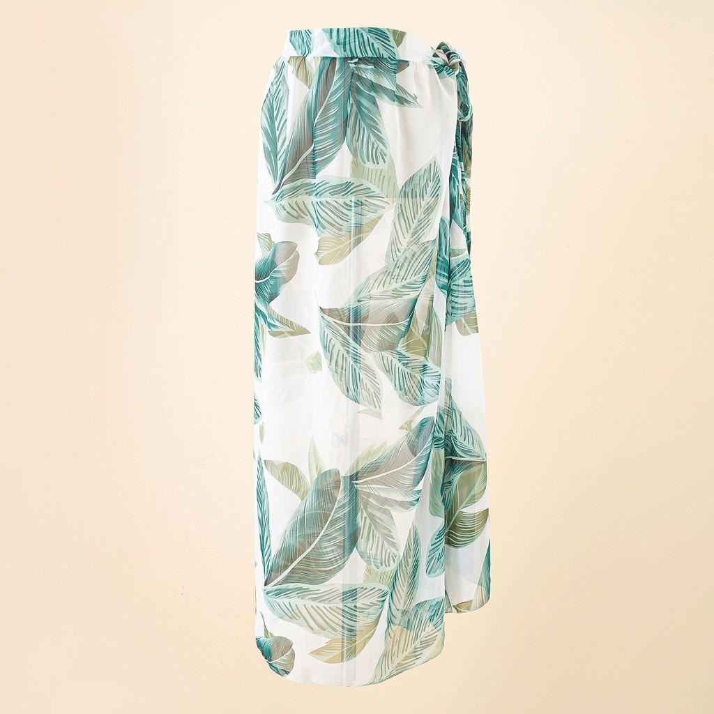 New Summer European And American Style Leopard Print Beach Vacation Chiffon Tie-Dye Lace-Up Beach Wrap Skirt