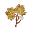 Women Brooch Maple Shape Enamel Oil Dripping Faux Pearl Decor Retro Anti-slip Polished