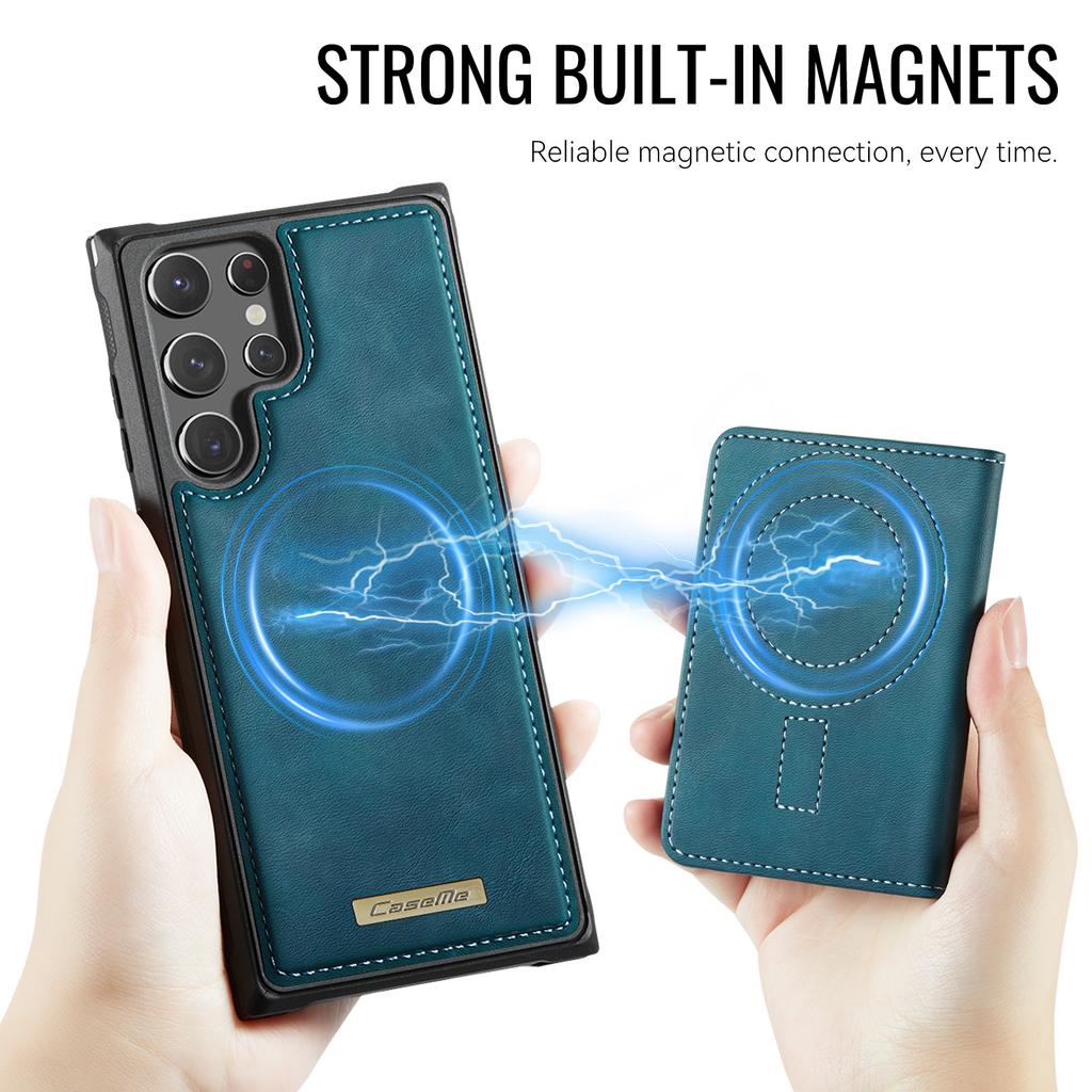 For Samsung Galaxy S22 Ultra 5G Magnetic Case CASEME ME80 Series Leather PC TPU Phone Cover with Detachable Wallet