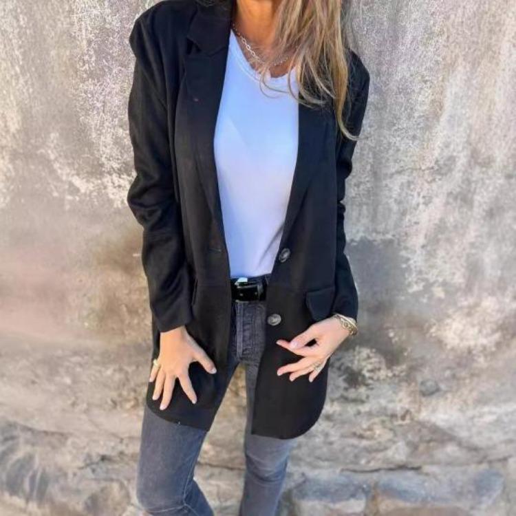 Warm Lady Winter Coat Mid Length Single Breasted Turn Down Collar Long Sleeves Pure Color Fake Pocket Outerwear Jacket Overcoat