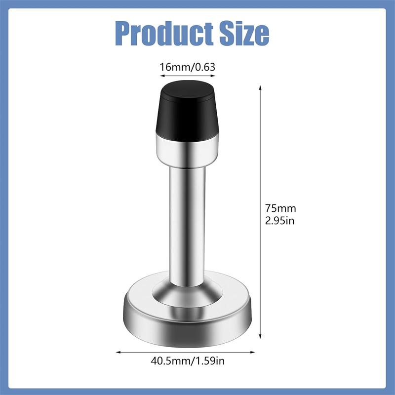 4pcs Stainless Steel Self Adhesive Door Stoppers Rubber Tip Wall Protector Door Catch Door Stop for Home Office