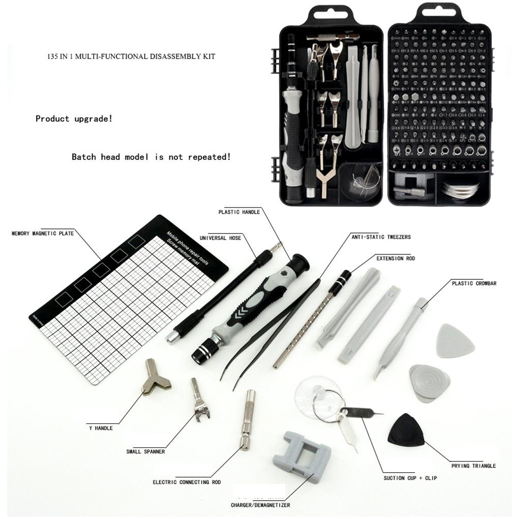 135 Pieces/set of Screwdriver Bit Set 135 In 1 Wrench Socket Set Portable Mobile Phone Watch Repair Tool