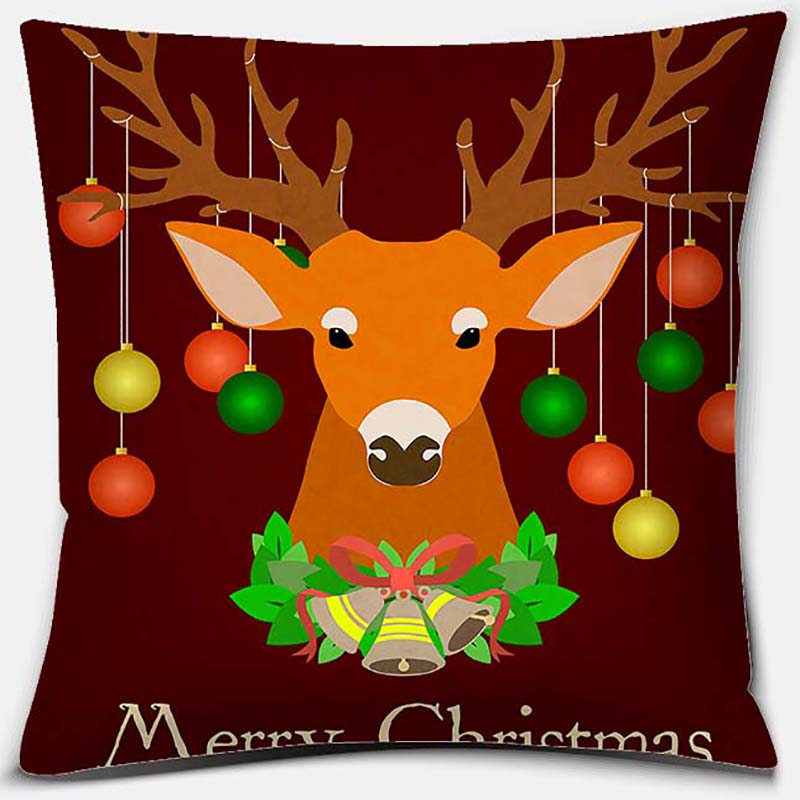 Christmas Deer Pattern Pillowcase Square Pillowcase Home Office Decoration Pillowcase