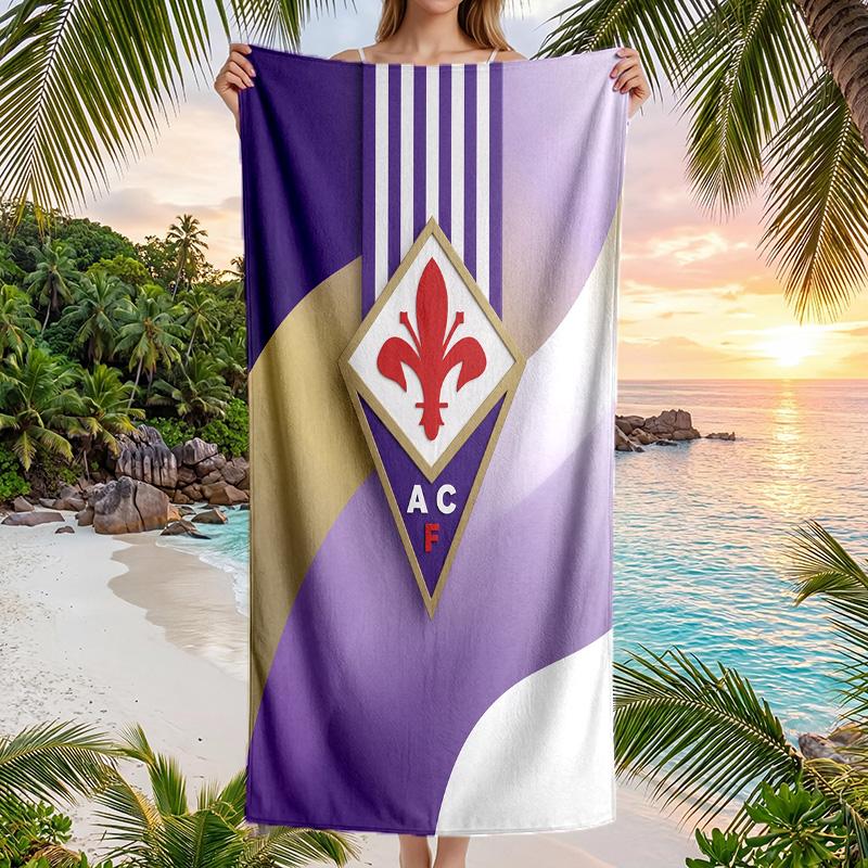 Telo da Spiaggia Asciugatura Rapida Fiorentina FC Stampa Microfibra Assorbente Portatile da Viaggio Asciugamano da Nuoto