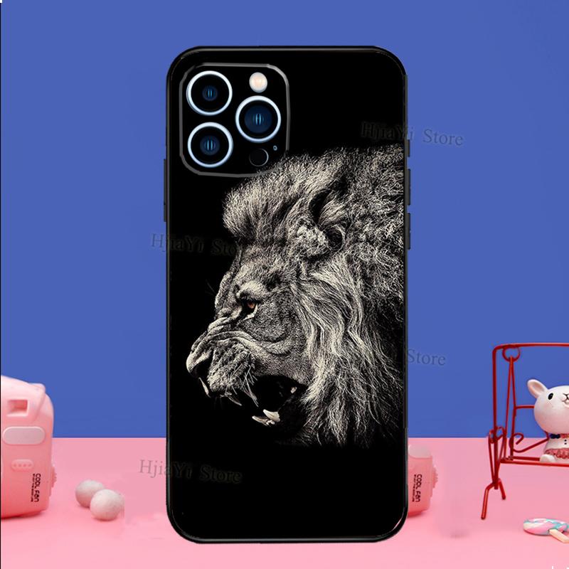Lion Animal Case For iPhone 16 15 13 11 12 14 Pro Max XS XR X Plus 13 mini Soft Cover Fundas Capa Shell