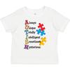 Inktastic Autism Acrostic Toddler T-Shirt Awareness Always Unique Totally Jigsaw