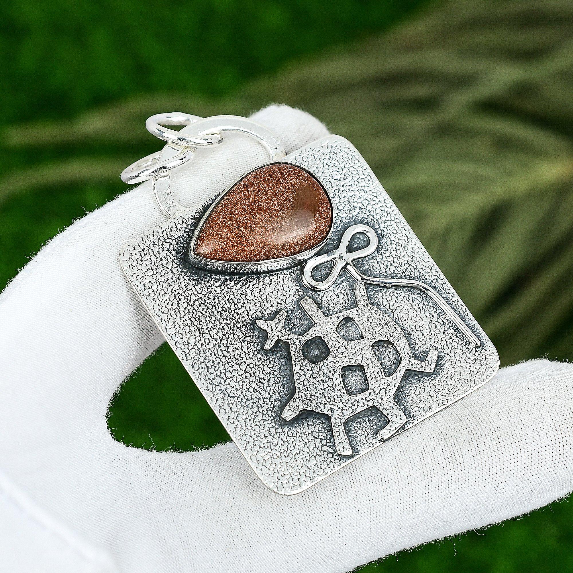 

Daughters Day Sale 925 Silver Pear Natural Sun Sitara Bezel New Pendant Jewelry