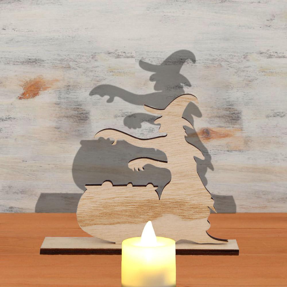 Candlelight Enchanting Wooden Projections Featuring Witches Ghosts And Scarecrows For Spooky Halloween Decor