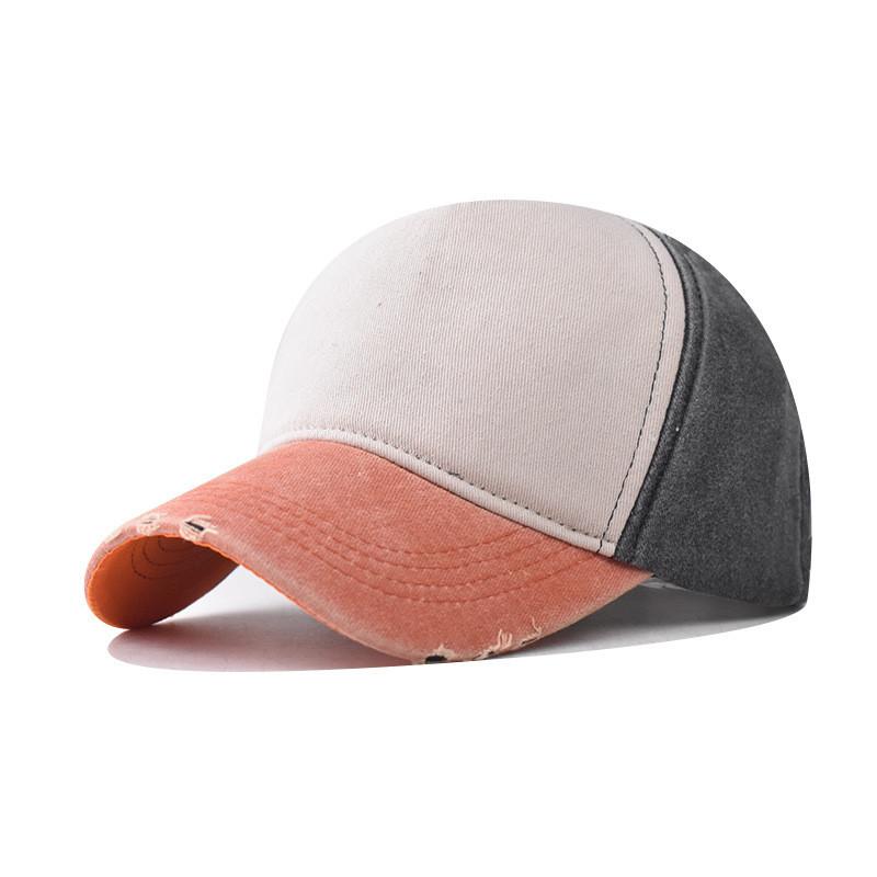 Block Color Cotton Wash Plain Baseball Cap Sun Protection Hat For Men And Women