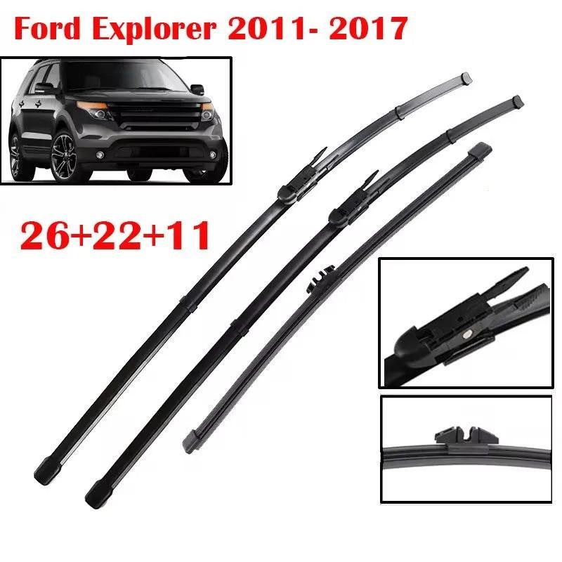 26 +22 +11 Front & Rear Frameless Wiper Blades for Explorer 2011-2017, Edge, Escape, Flex, Taurus