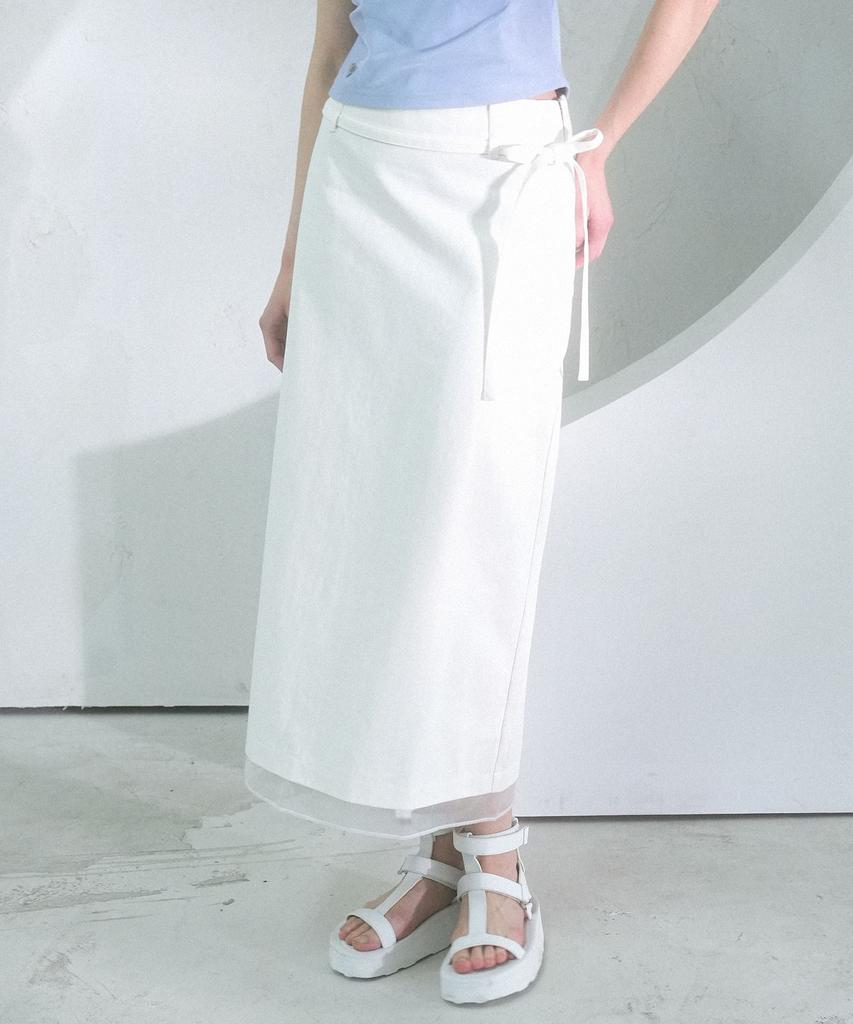 Viva Sers Gaia Oganza Layered Long Skirt White
