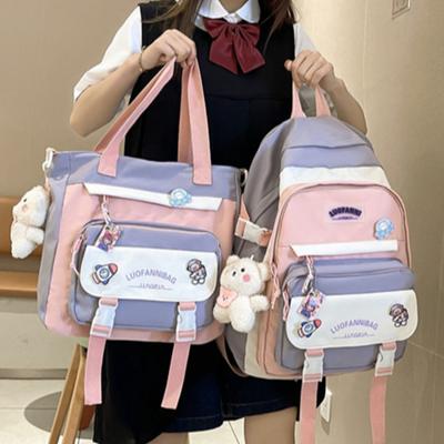 Student Backpack Set for The Start of School Season, Korean Fashion Junior High School Backpack, Large Capacity Two-piece Backpack Set
