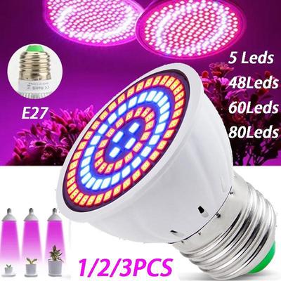 1Pc Indoor Bulbs Led Plant Grow Light E27 Full Spectrum Veg Hydro Garden Lamp(48Leds/60Leds/80Leds) XYZ
