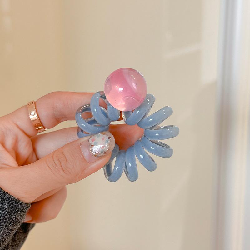 1 Stück gelee-farbenes perlenbesetztes Telefonkabel-Haargummi, hochelastisches Zopfgummi, geflochtenes Haar, kontrastfarbenes Stirnband, Haargummi